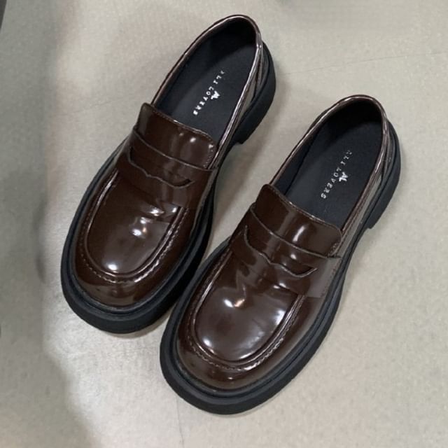 Anran-Platform Chunky Heel Loafers