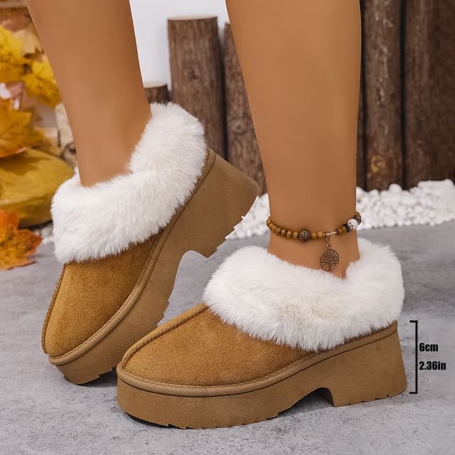Anran-Platform Fleece-Lined Faux Suede Shoes
