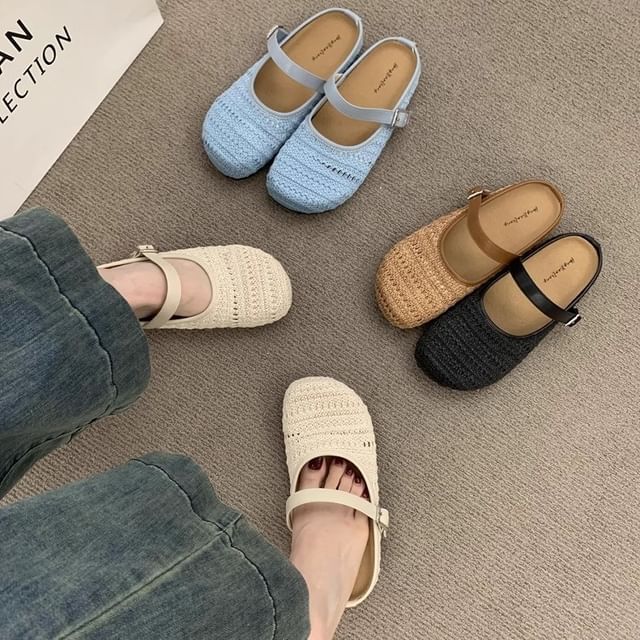 Anran-Platform Perforated Mary Jane Mules
