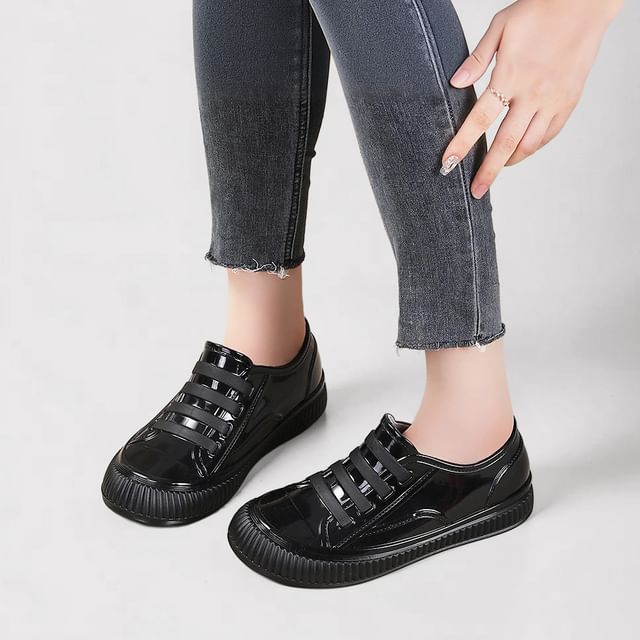 Anran-Platform Slip-On Rain Shoes