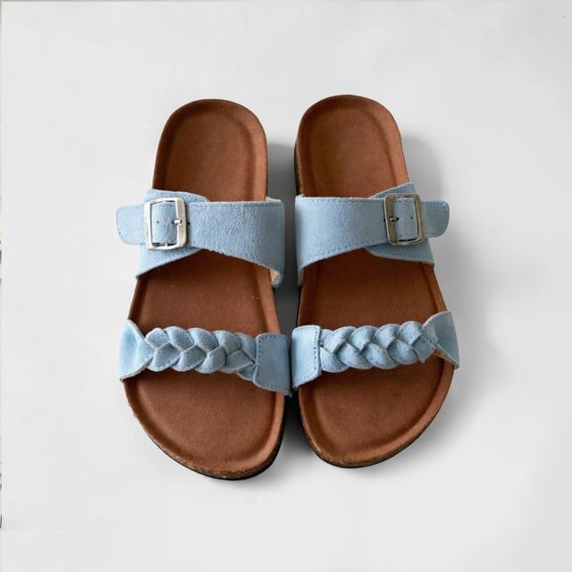 Anran-Platform Woven Faux Suede Slide Sandals