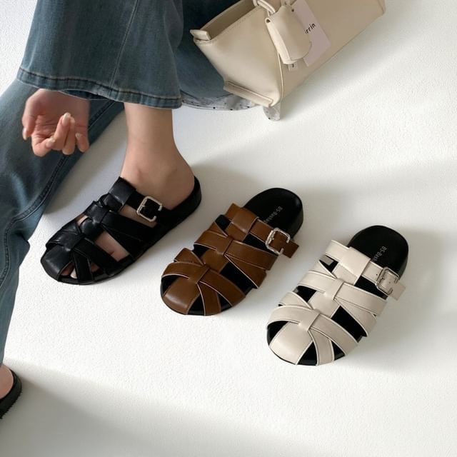 Anran-Platform Woven Slide Sandals