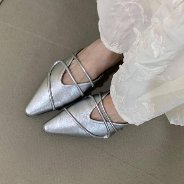 Anran-Pointed Strappy Wedge Mules