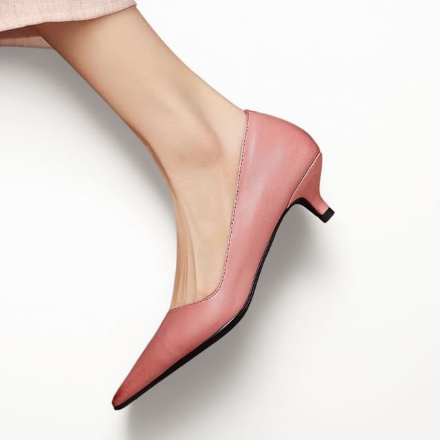 Anran-Spool Heel Pointed DOrsay Pumps