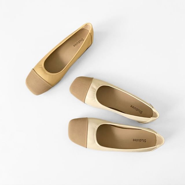 Anran-Square Cap Toe Ballet Flats