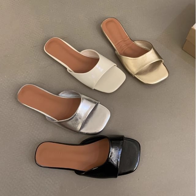 Anran-Square Toe Slide Sandals