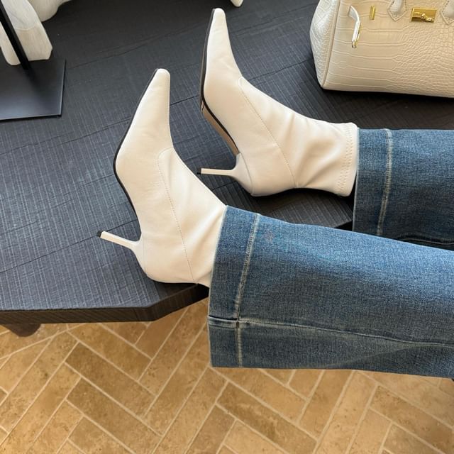 Anran-Square Toe Stiletto Short Boots