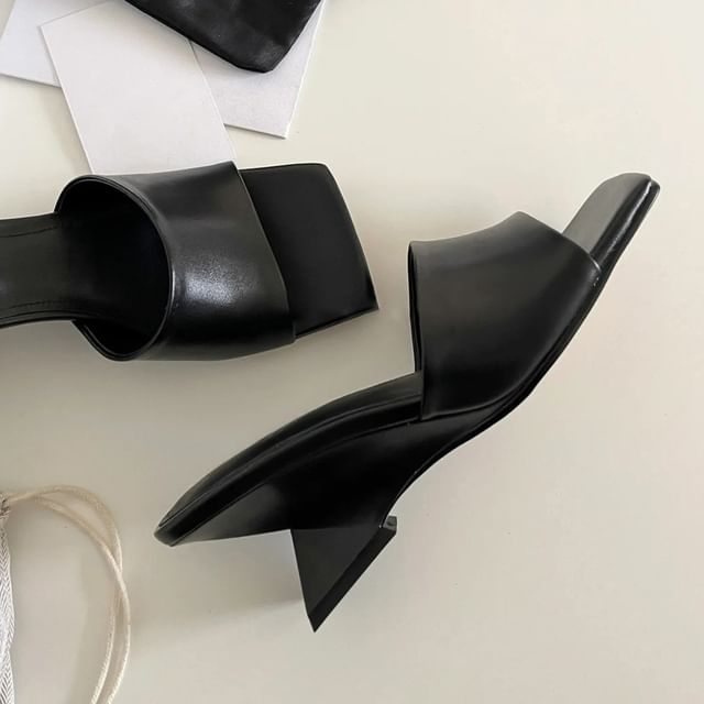Anran-Square Toe Wedge Slide Sandals