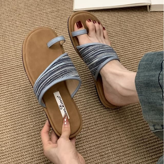 Anran-Toe Loop Flat Slide Sandals