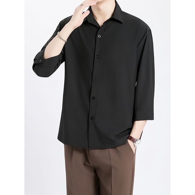 Antaeus-34 Sleeve Collared Plain Shirt