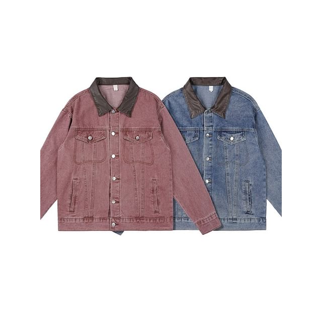 Antaeus-Collared Denim Button-Up Jacket