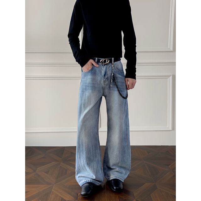 Antaeus-Mid Rise Washed Flared Jeans