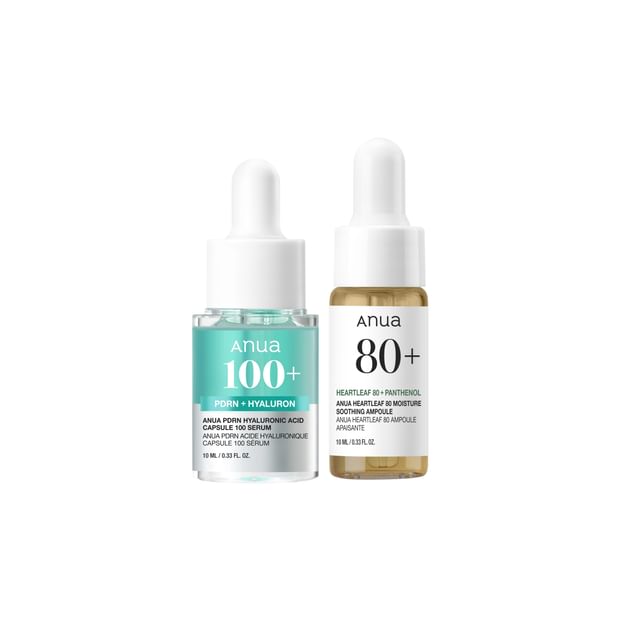 Anua-Combo Mini Sérum PDRN Hyaluronic Acid Capsule 100 Mini Ampolla Facial Heartleaf 80 Moisture Soothing
