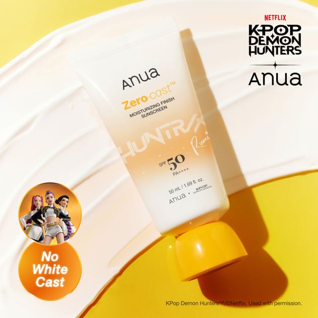 Anua-Kpop Demon Hunters Zero-Cast Moisturizing Finish Sunscreen - Crème solaire hydratante