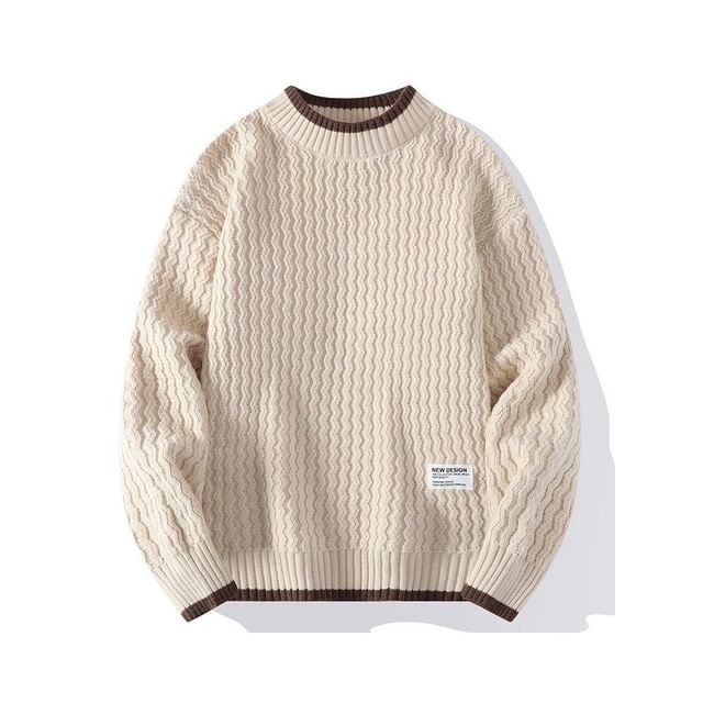 Aozora-Crewneck Contrast Trim Sweater