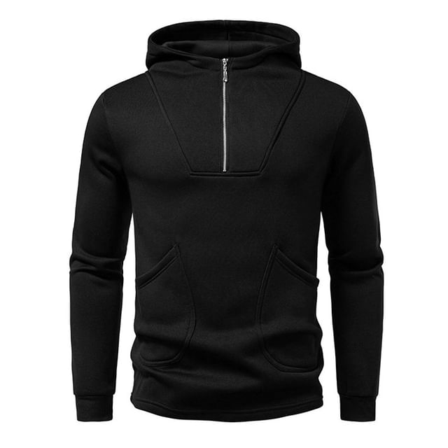 Aozora-Half Zip Plain Hoodie