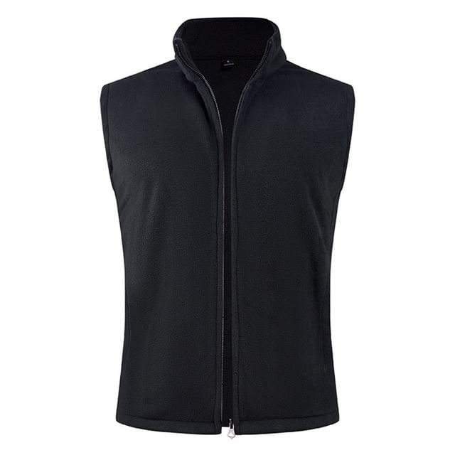 Aozora-High Neck Plain Zip-Up Vest