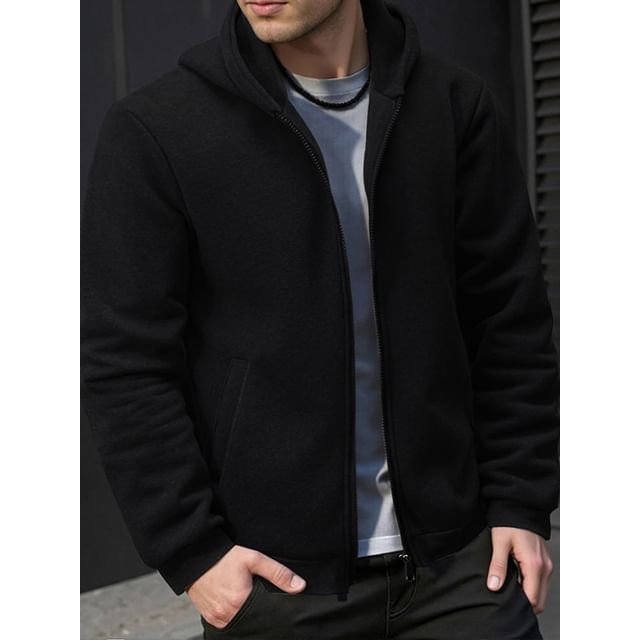 Aozora-Plain Zip-Up Hoodie
