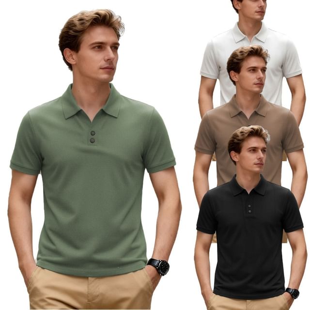 Aozora-Short-Sleeve Plain Polo Shirt
