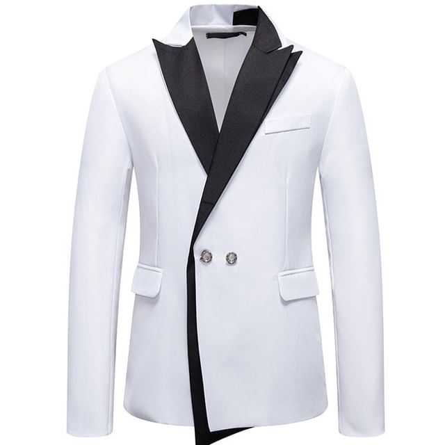 Aozora-Two Tone Double Breasted Blazer