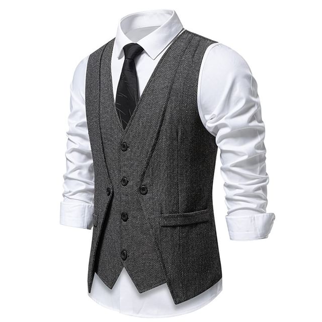 Aozora-V-Neck Button-Up Plain Vest