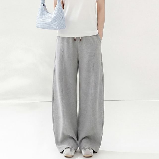 Appelsin-Drawstring Waist Plain Wide Leg Sweatpants