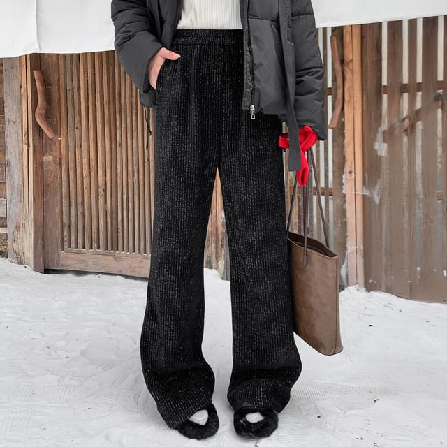 Appelsin-Elastic Waist Glitter Loose Fit Pants