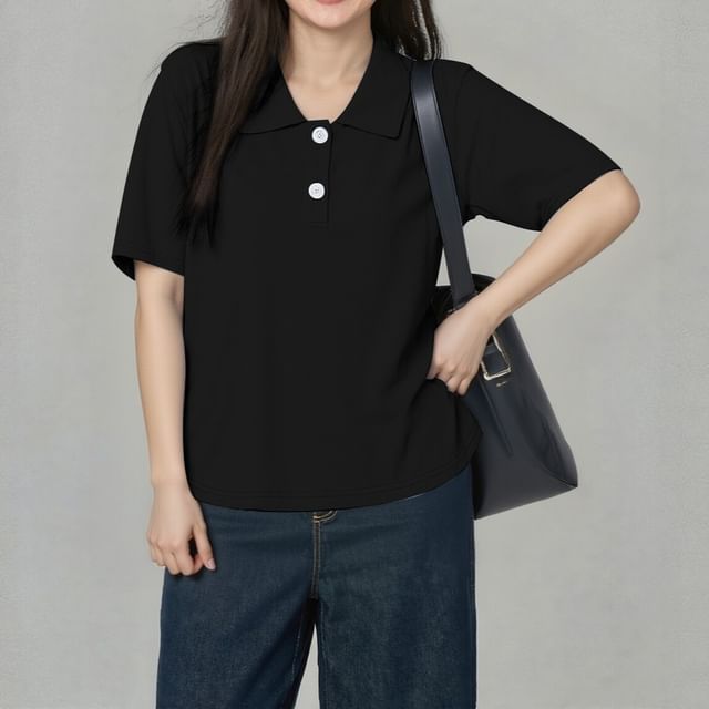 Appelsin-Short Sleeve Plain Polo Shirt