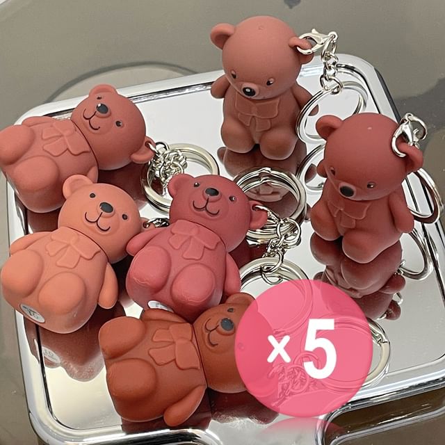Art Value-Bear Keyring Matte Lip Mud - 9 Colours 5pcs Bundle Set