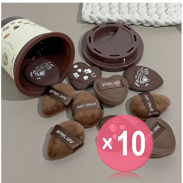 Art Value-Coffee Mini Powder Puff 10pcs Bundle Set