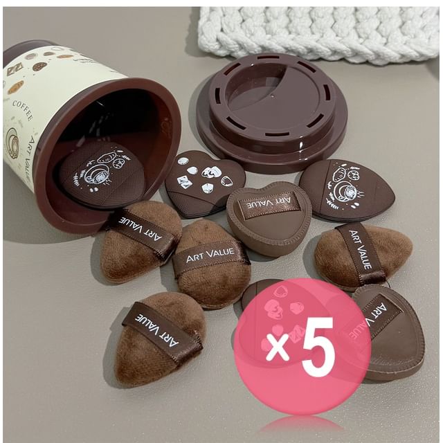 Art Value-Coffee Mini Powder Puff 5pcs Bundle Set