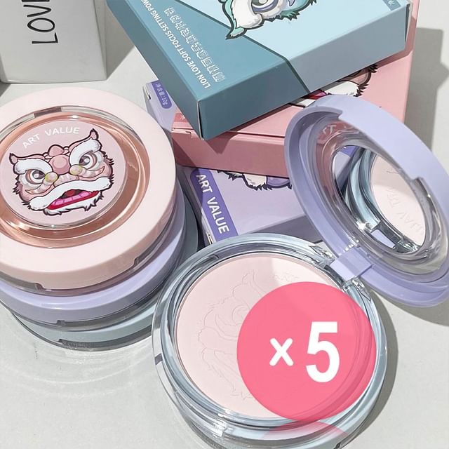Art Value-Lion Dance Matte Soft Focus Pressed Powder - 3 Shades 5pcs Bundle Set