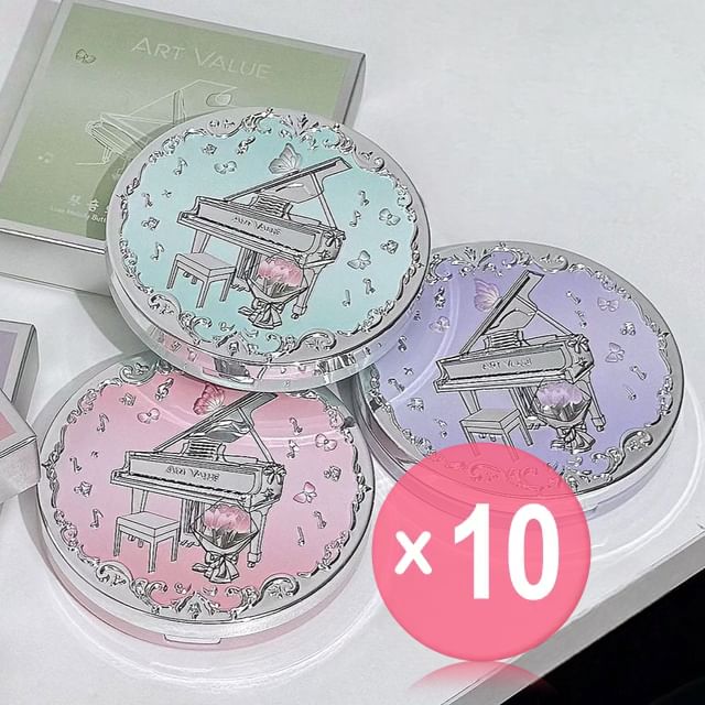 Art Value-Piano Matte Soft Focus Pressed Powder - 3 Shades 10pcs Bundle Set