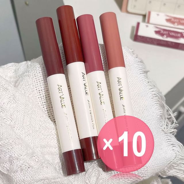 Art Value-Soft Silky Matte Lipstick Pen - 6 Colors 10pcs Bundle Set