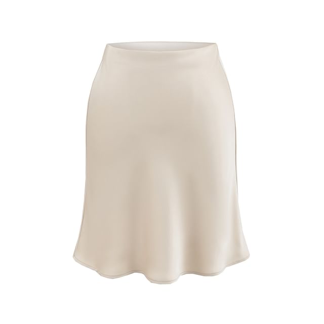 Asiris-High Rise Plain Mini Pencil Skirt