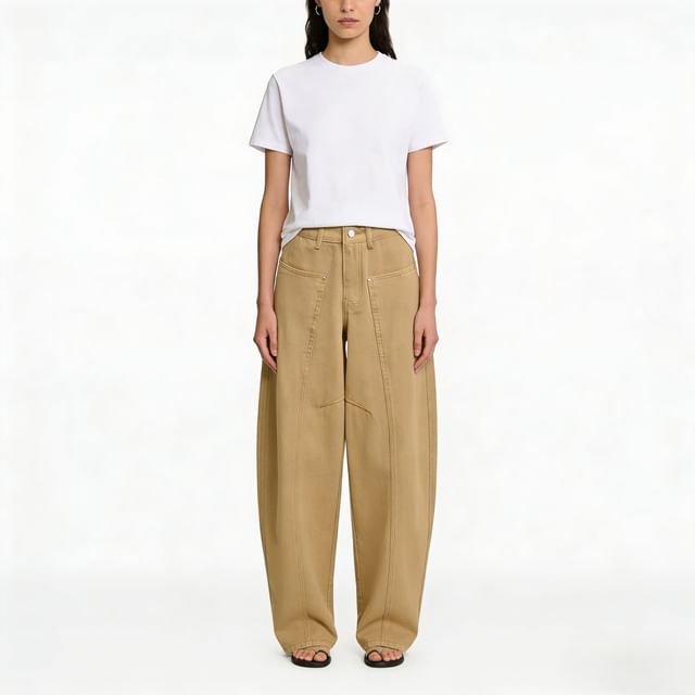 Asiris-High Waist Barrel Pants Jeans