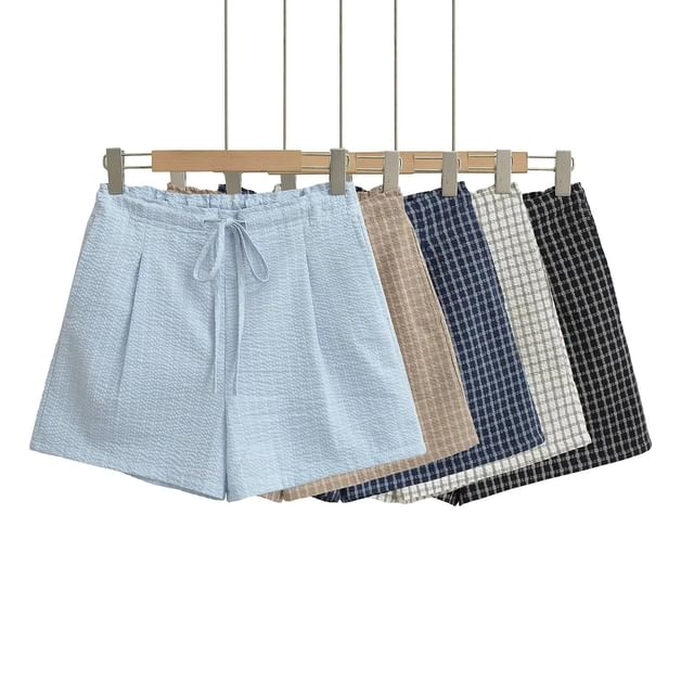 Asiris-High Waist Plaid Wide-Leg Shorts