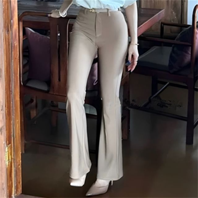 Asiris-High Waist Plain Bootcut Pants