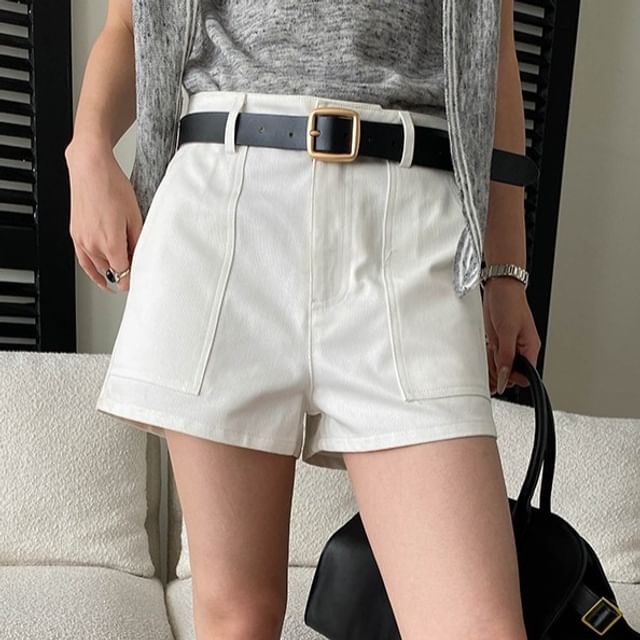 Asiris-High Waist Plain Shorts