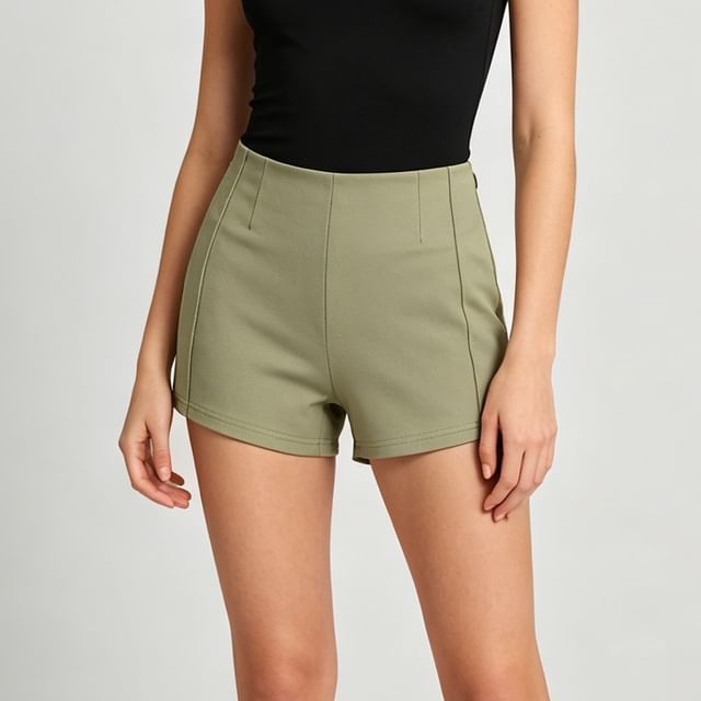 Asiris-High Waist Plain Shorts