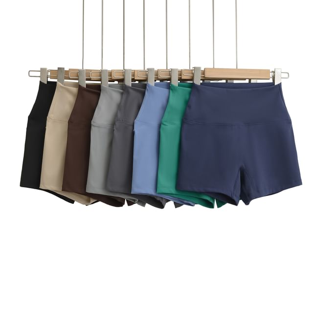 Asiris-High Waist Plain Yoga Shorts