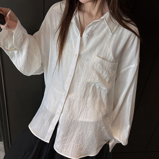 Asiris-Long-Sleeve Collared Plain Button Up Shirt Various Designs