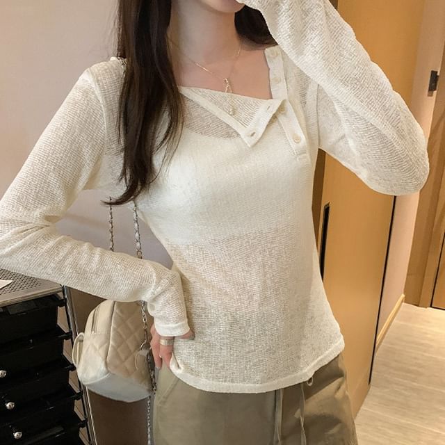 Asiris-Long-Sleeve Crew Neck Plain Knit Top