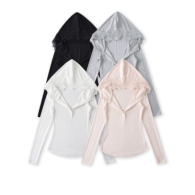 Asiris-Long-Sleeve Plain Hooded Tee