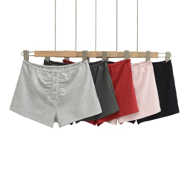 Asiris-Low Rise Plain Hot Pants