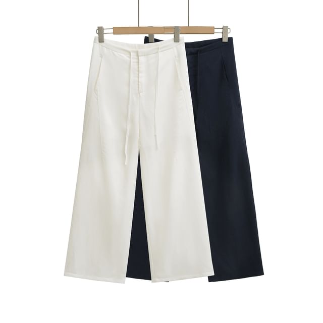 Asiris-Low Waist Plain Wide Leg Pants Various Designs