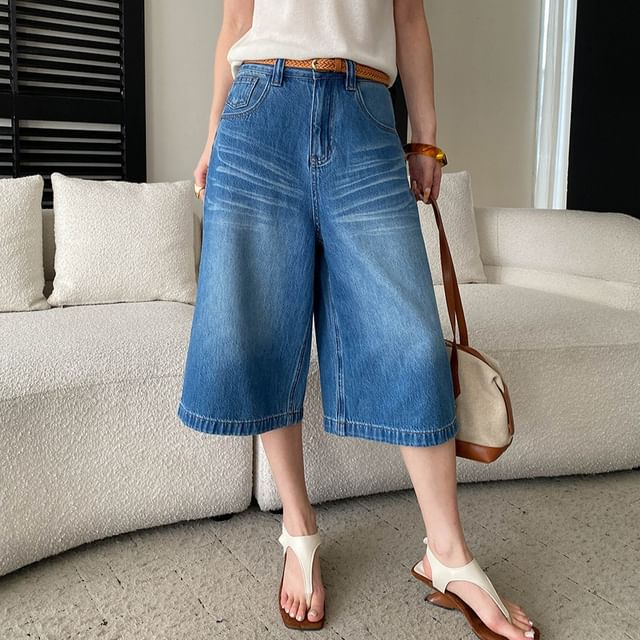 Asiris-Low Waist Washed Wide Leg Jorts