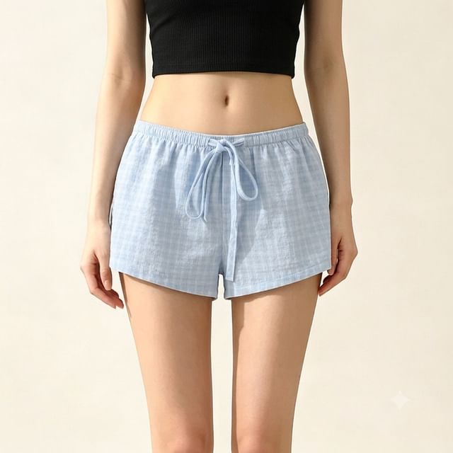 Asiris-Mid Rise Plaid Shorts