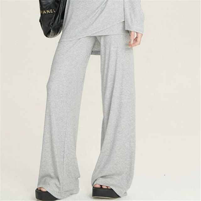 Asiris-Mid Waist Plain Loose Fit Sweatpants