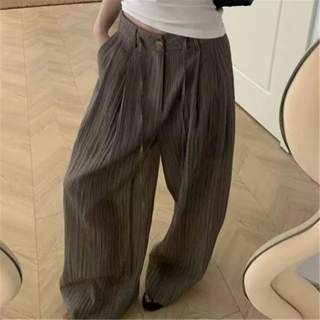 Asiris-Mid Waist Plain Shirred Baggy Pants Various Designs